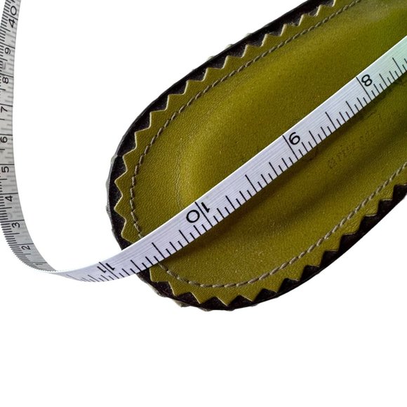 Vintage YVES SAINT LAURENT Green Leather Studded Wooden Slides Sandals Sz.10 - Picture 8 of 16